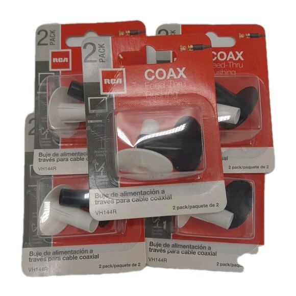 Lot of 5 RCA Plastic Feed-Thru Coax Bushing 2-Pack Pkg VH144R RCA VH144R (Q) - Picture 1 of 8